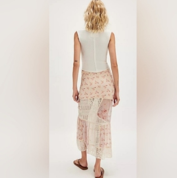 NWT Free People Daniella Lace Maxi Skirt Floral White Size M - Picture 2 of 8